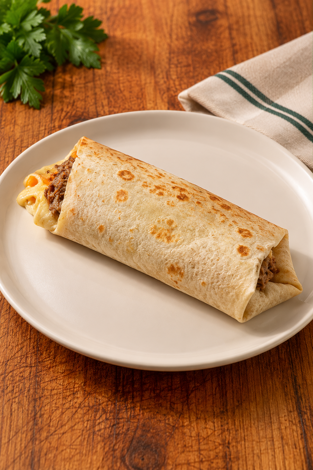 Wrap cocido y servido en plato